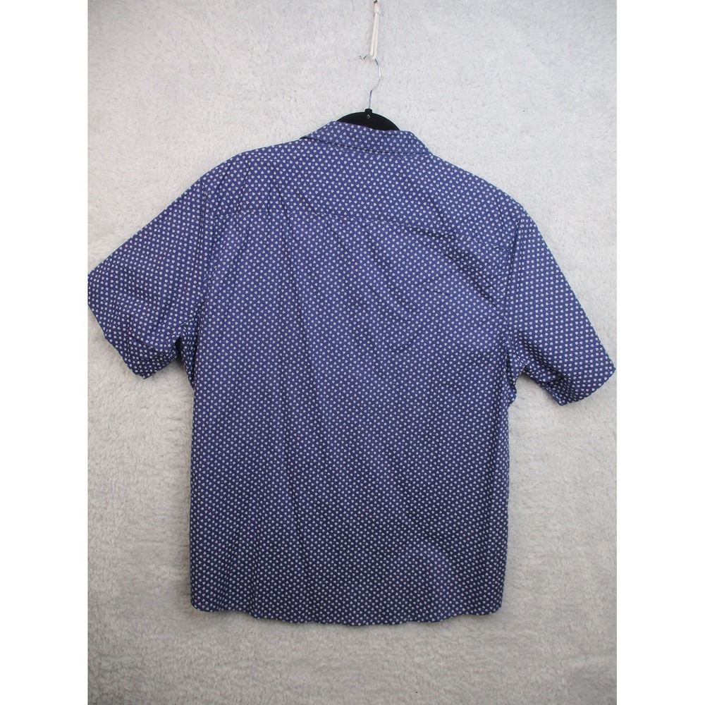 Claiborne Men's XL Slim Fit Button Up Shirt Navy White Print Short Sleeve Cotton - Picture 5 of 7